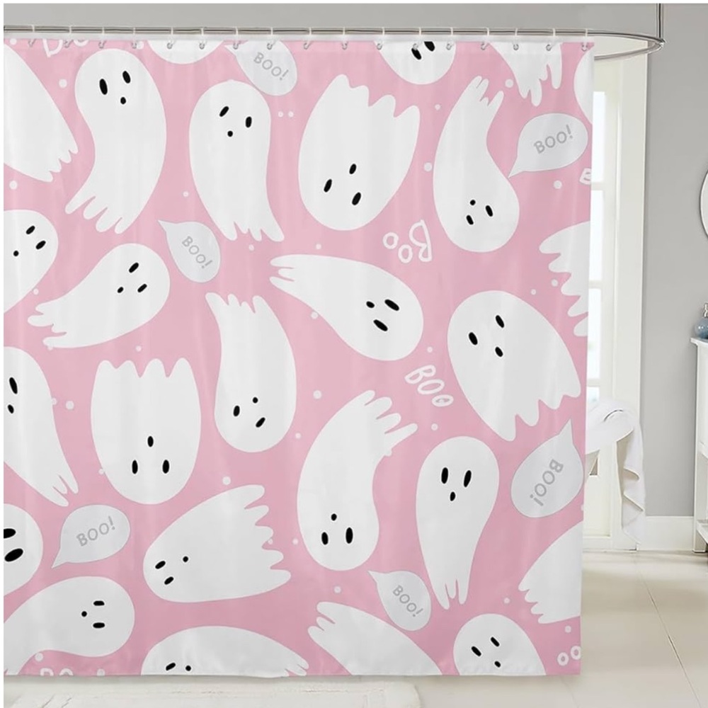 Feelyou Pink Ghost Halloween Shower Curtain - 72"x72"